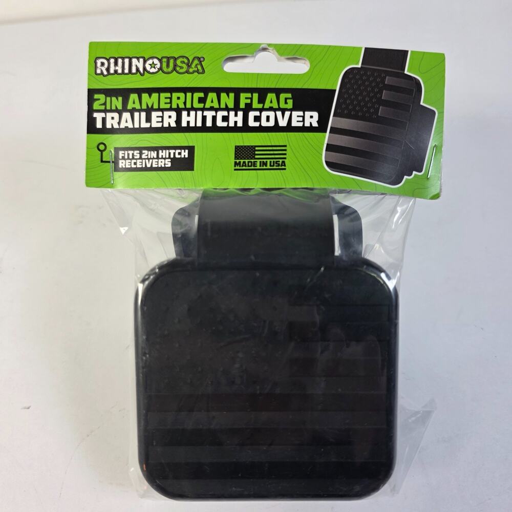 Rhino USA 2" American Flag Trailer Hitch Cover Black Made in USA New